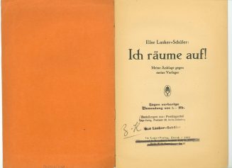 Titelblatt von Lasker-Schülers Ich räume auf!