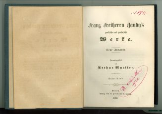 Titelblatt von Franz Freiherrn Gaudy's poetische und prosaische Werke. Erster Band