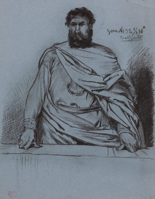 Carl Gehrts (Künstler*in), Figurenstudie zum Gastmahl des Gero, 1880