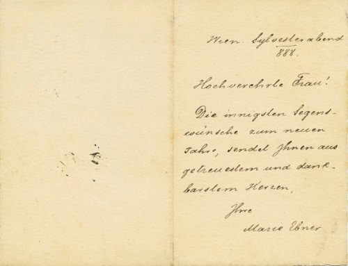 Brief von Marie von Ebner-Eschenbach an eine unbekannte Frau