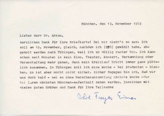 Brief von Freya Eisner an Frank Arnau