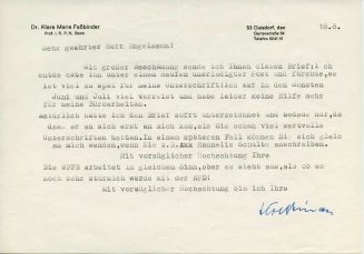 Brief von Klara Maria Faßbinder an Bernt Engelmann