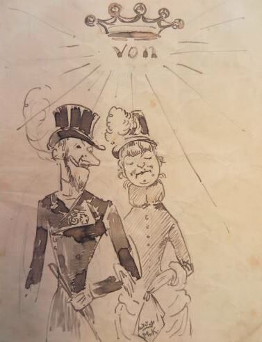 Friedrich August von Kaulbach (Künstler*in), Das Ehepaar von Kaulbach (Karikatur), 1884