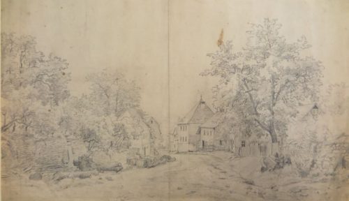 Jakob Maurer (Künstler*in), Dorfstraße (Partie aus dem Odenwald), 2. Drittel 19. Jahrhundert