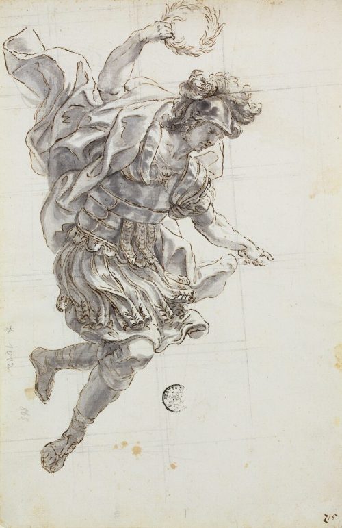 Giovanni Battista Gaulli (Künstler*in), Studie zur Gestalt eines herabschwebenden Kriegers, 1693