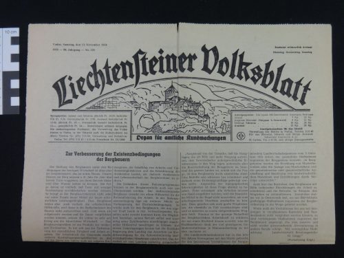 Unbekannt (Autor*in), Liechtensteiner Volksblatt, Bericht über Erstaufführung des Film "Giganten des Meeres", 13. November 1954, 1954