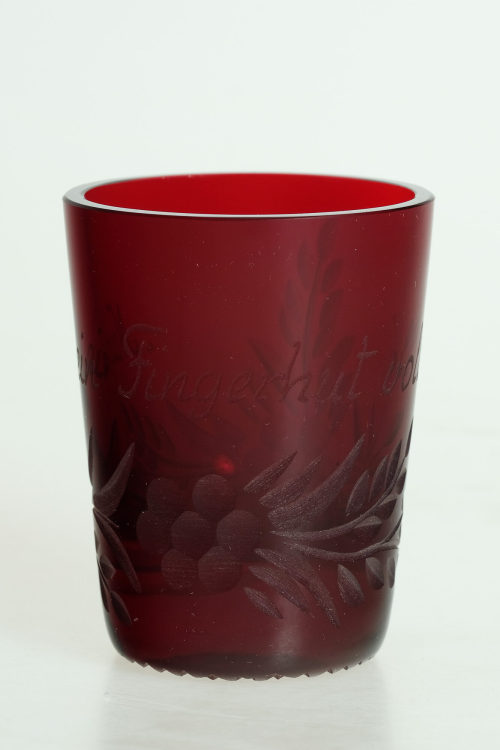 Ullmannglas (Ausführung), Rotes "Fingerhut"-Schnapsglas, 1991