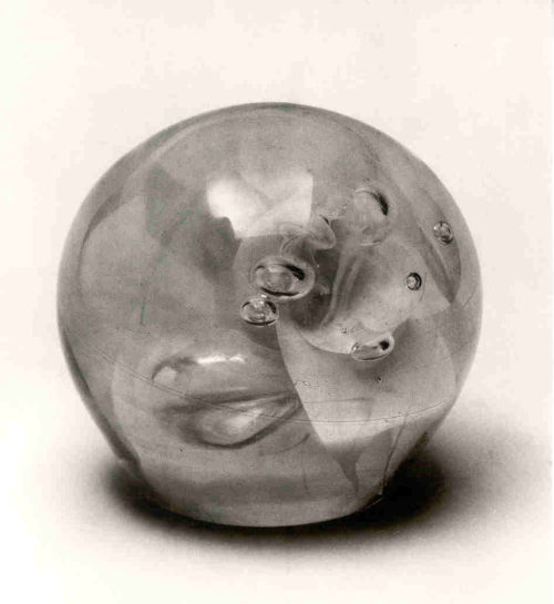 Andre George (Andy) Billeci (Entwurf), Paperweight mit gelben Schleiern und Blasen, datiert 1974