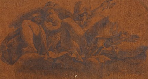 Unbekannt (Künstler*in), Mars, Venus (oder Juno?) und Amor auf Wolken, 16. Jahrhundert