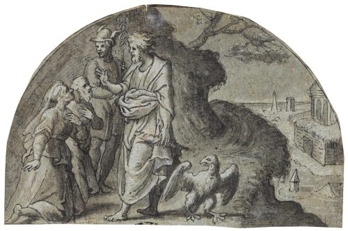 Bernardino Campi (Künstler*in), Jupiter und Hermes bei Philemon und Baucis, 2. Hälfte 16. Jahrhundert