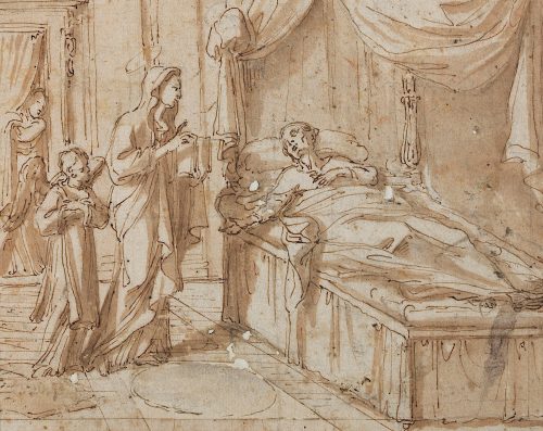 Ventura Salimbeni (Künstler*in), Die hl. Francesca Romana erscheint am Bett eines Kranken, um 1600