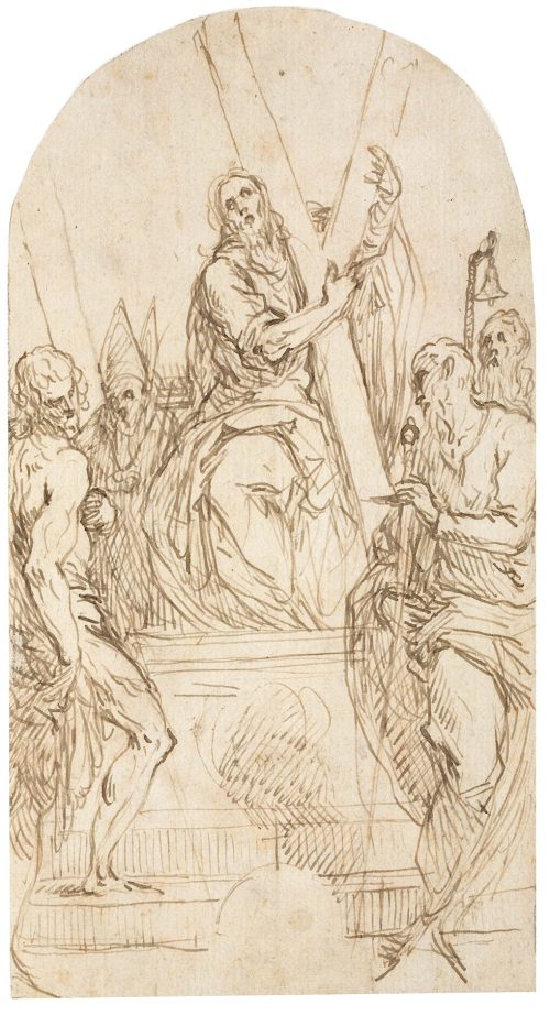 Jacopo Palma <il Giovane> (Künstler*in), Studie zu einem Altarbild mit dem hl. Andreas und vier weiteren Heiligen, um 1603