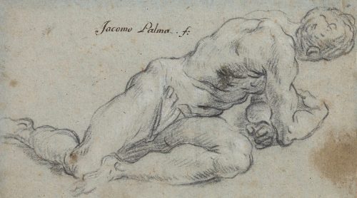 Jacopo Palma <il Giovane> (Künstler*in), Studie zu einer liegenden männnlichen Aktfigur, um 1580