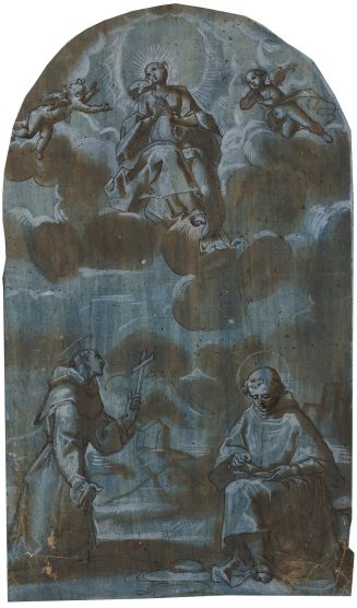 Die Madonna erscheint den Heiligen Franziskus und Hieronymus