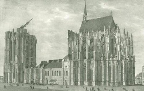 Äußere Ansicht des Domes zu Köln. Lithographie nach (Sulpiz) Boisserée.