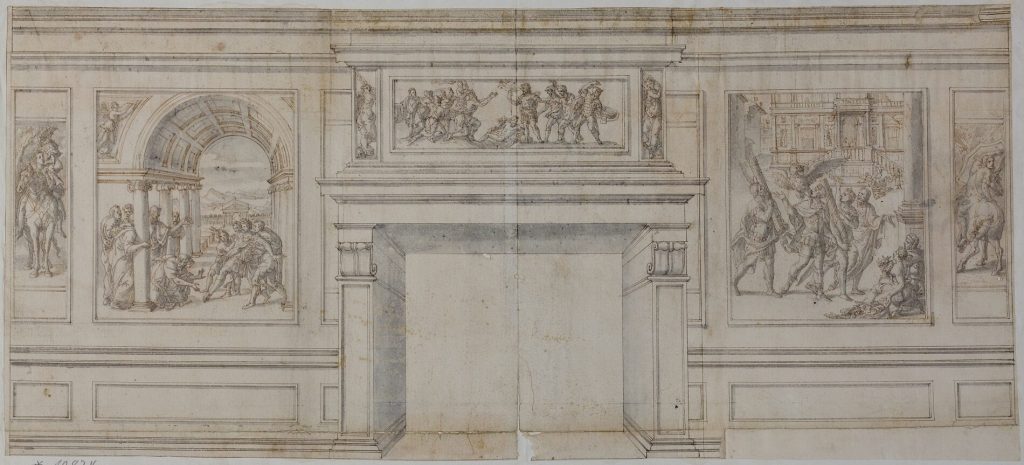 Obere Hälfte der östlichen Wand  des Gabinetto dei Cesari im Palazzo Ducale zu Mantua