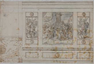 Untere rechte Hälfte der nördlichen Wand des Gabinetto dei Cesari im Palazzo Ducale zu Mantua