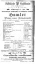 Kopie eines Theaterzettels zu "Hamlet" von William Shakespeare. Aufführung am 13. November 1904 ...