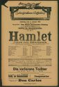 Theaterzettel zu "Hamlet" von William Shakekspeare. Aufführung am 6. Januar 1918  im Schauspiel ...