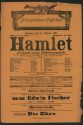 Theaterzettel zu "Hamlet" von William Shakekspeare. Aufführung am 25. Februar 1918  im Schauspi ...