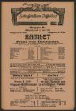 Theaterzettel zu "Hamlet" von William Shakekspeare. Aufführung am 5. Juni 1918  im Schauspielha ...