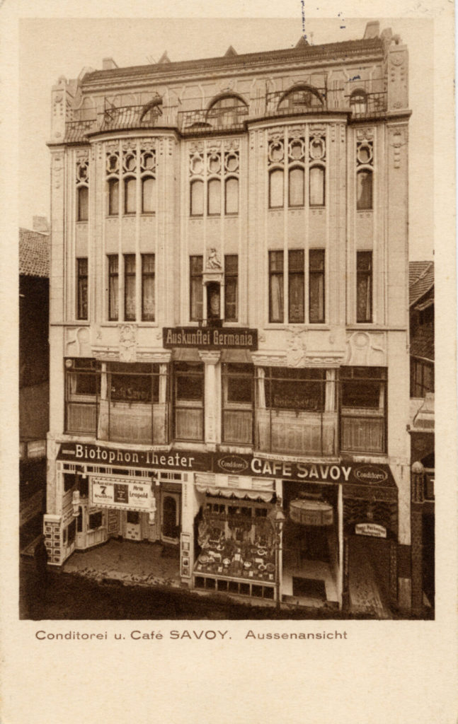 Postkarte mit der Ansicht des "Biotophon-Theaters" in Bielefeld, 1915