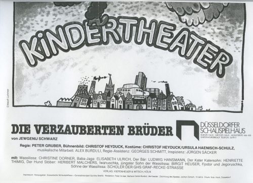 Besetzungszettel zu "Die verzauberten Brüder" von Jewgenij Schwarz. Premiere am 24. Feburar 198 ...