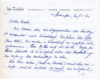 Korrespondenz von John Trouillard an Heinz Mack
