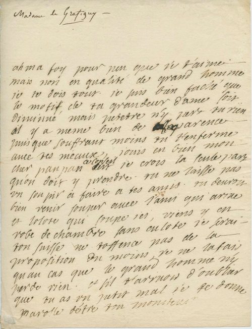 Brief von Francois de Grafigny an Unbekannt