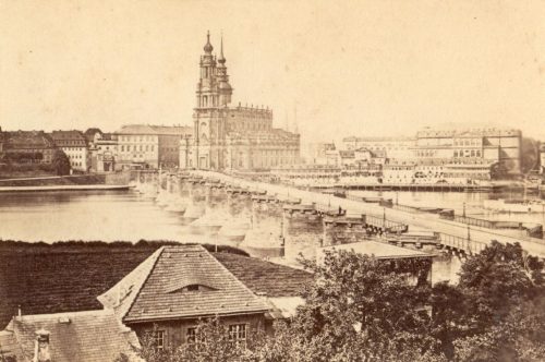 F. Fridrich (Künstler*in), Dresden, Augustusbrücke, ca. 1870