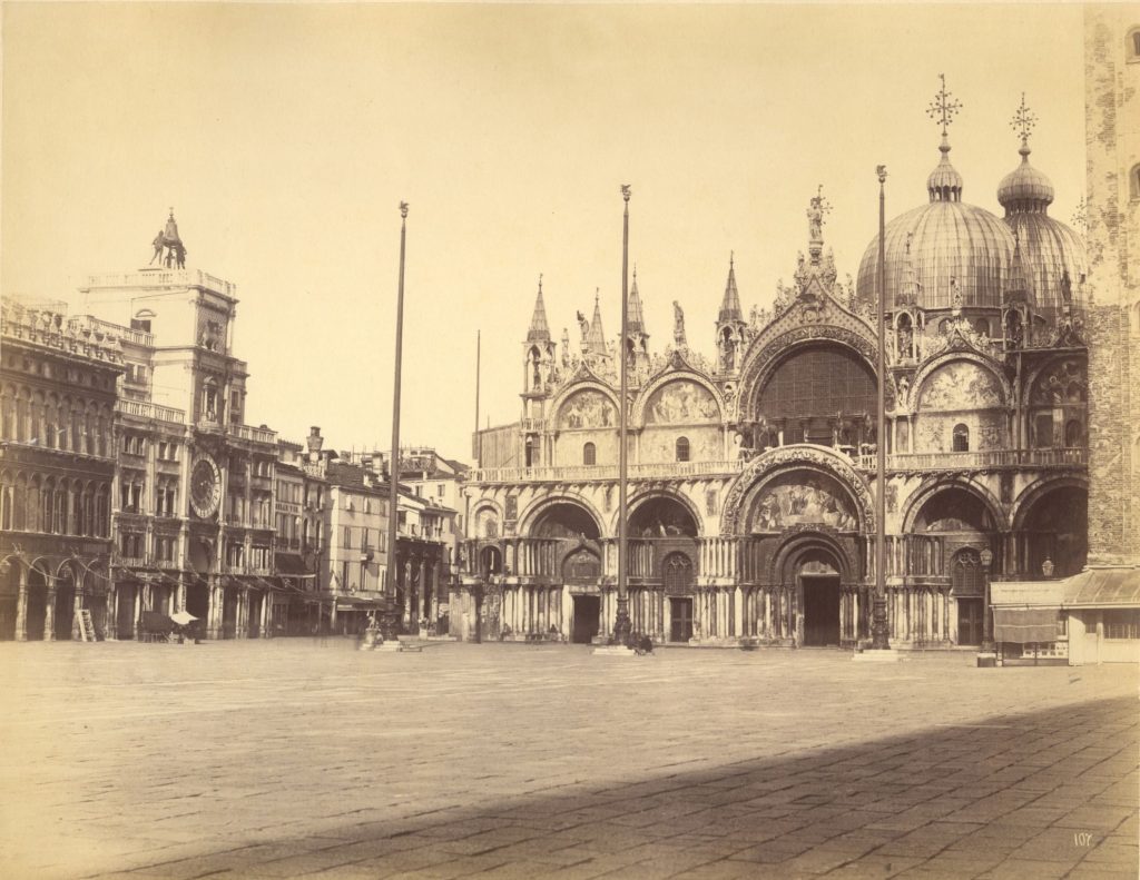 Venedig, Ansicht der S. Marcus Kirche und des Thurmes mit der Uhr