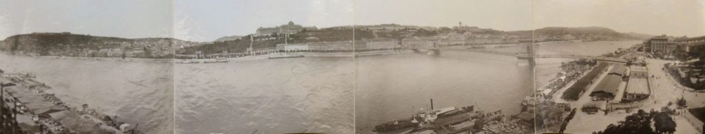 Ohne Titel (Budapest, Panorama mit Burgpalast, Kettenbrücke und Széchenyi Platz)