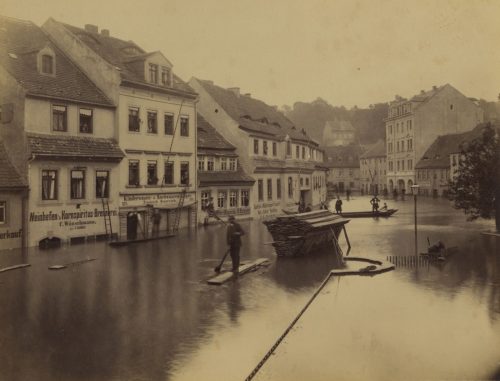 Unbekannt (Künstler*in), Hochfluth in Meissen am 7. September 1890, 1890