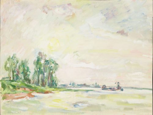 Franz Monjau (Künstler*in), Recto: Niederrhein V. Verso: Landschaft, 1943