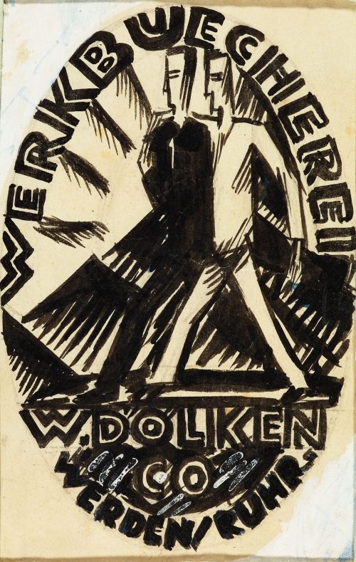 Julo Levin (Künstler*in), Entwurf für Firmenlogo Exlibris Werkbücherei W. Dölken + Co. Werden / Ruhr, ohne Jahr (Anfang der 1920er Jahre)