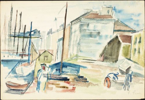 Julo Levin (Künstler*in), Recto: Hafen in Marseille. Verso: Ibrahim Kountel, ruhend, 1931