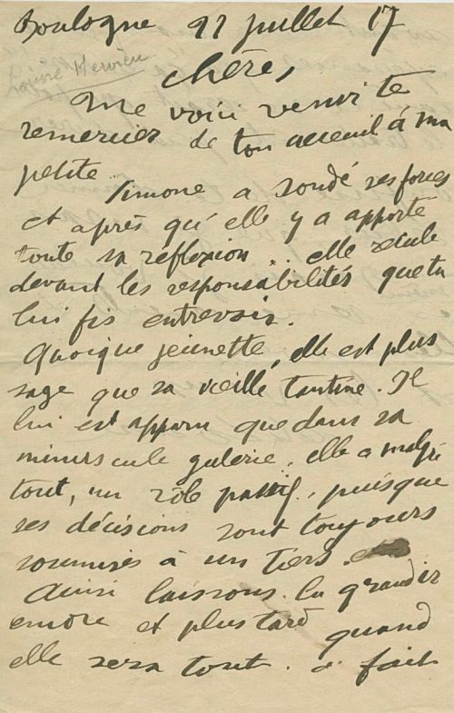 Brief von Louise Hervieu an Unbekannt, 1. Seite