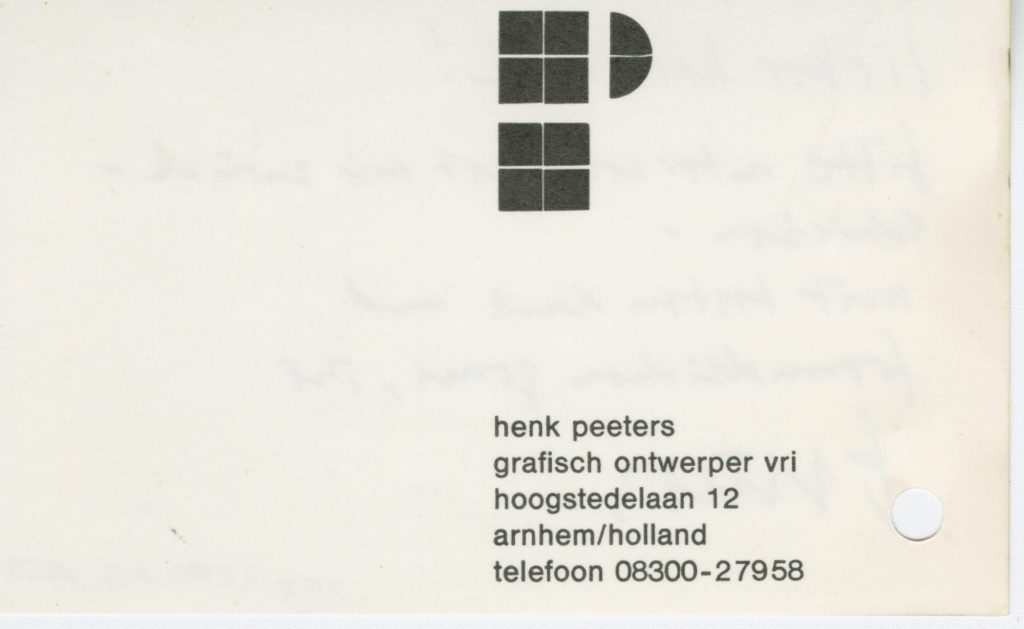 Korrespondenz von Henk Peeters an Heinz Mack