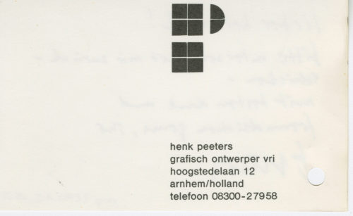 Henk Peeters (Absender*in), Korrespondenz von Henk Peeters an Heinz Mack, Ohne Datum