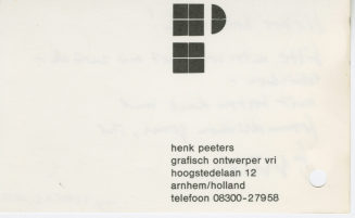 Korrespondenz von Henk Peeters an Heinz Mack