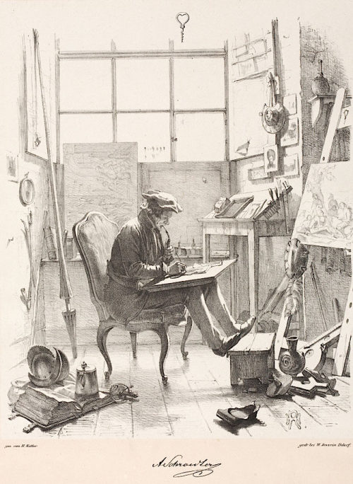 Henry Ritter (Künstler*in), Adolf Schrödter in seinem Atelier, 1845