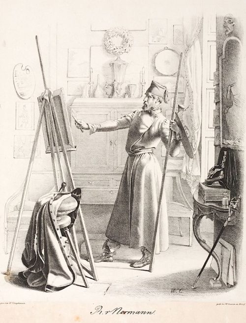 Wilhelm Camphausen (Künstler*in), Rudolf von Normann in seinem Atelier, 1845