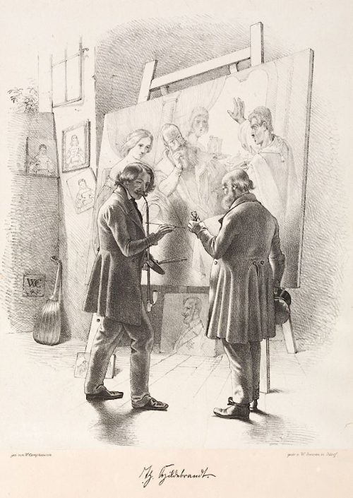 Wilhelm Camphausen (Künstler*in), Theodor Hildebrandt in seinem Atelier, 1845