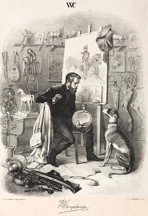 Wilhelm Camphausen (Künstler*in), Wilhelm Camphausen in seinem Atelier, 1845