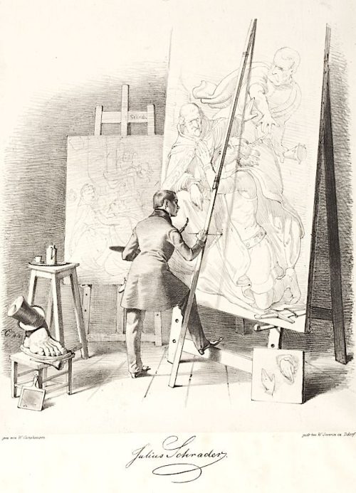 Wilhelm Camphausen (Künstler*in), Julius Schrader in seinem Atelier, 1844/1845