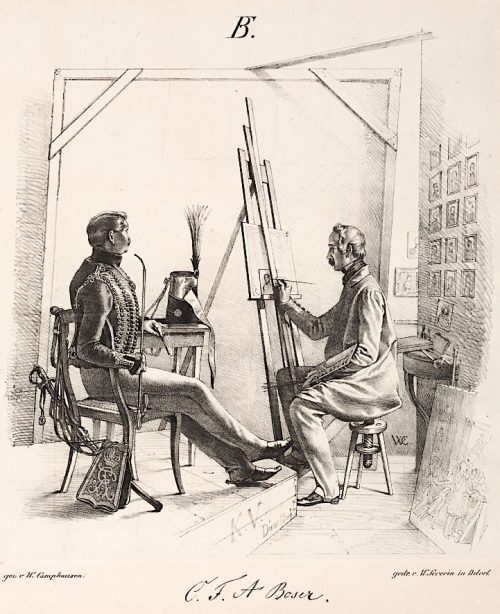 Wilhelm Camphausen (Künstler*in), Carl Friedrich Boser in seinem Atelier, 1845