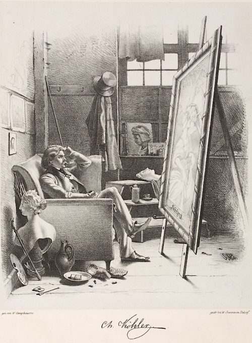 Wilhelm Camphausen (Künstler*in), Christian Köhler in seinem Atelier, 1845