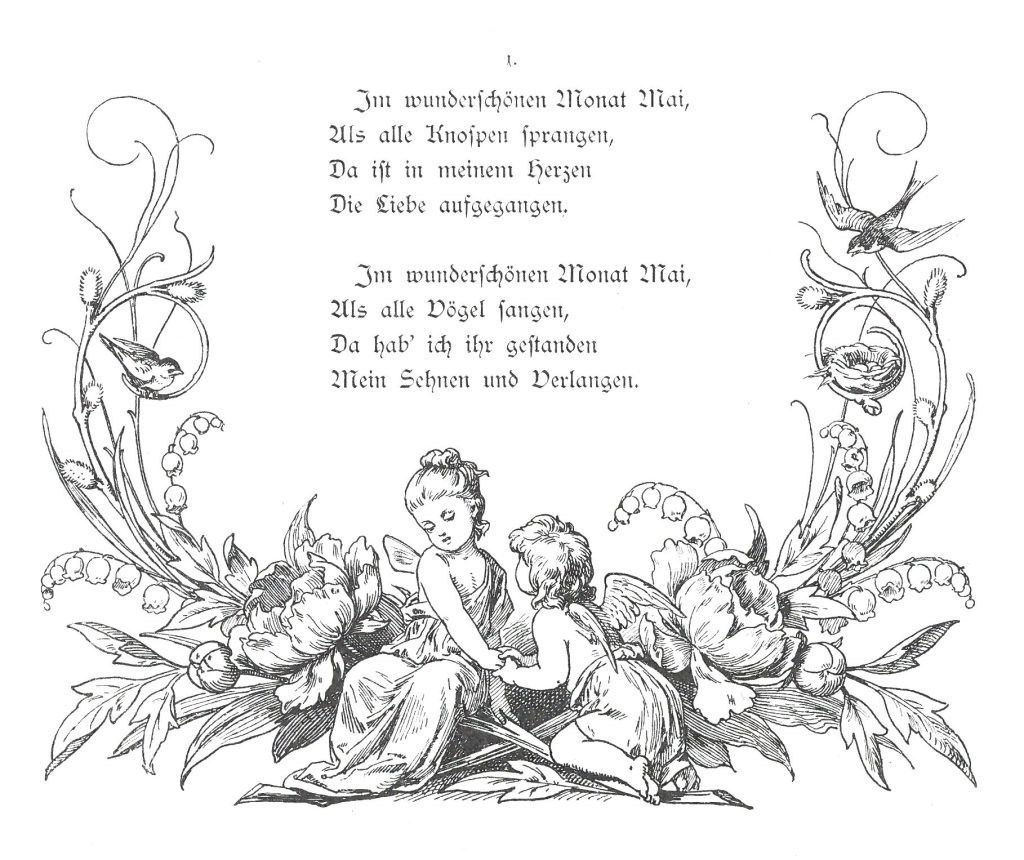 Illustration zum Gedicht 'Im wunderschönen Monat May' von Heinrich Heine