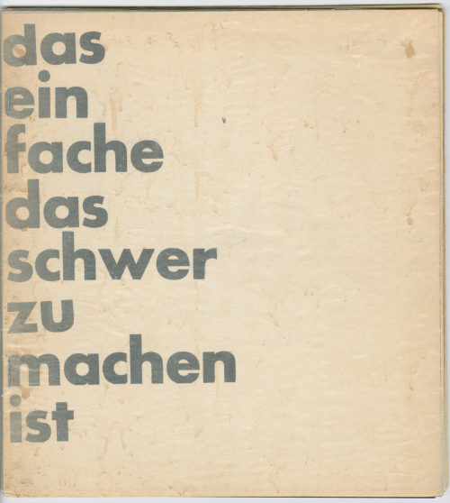 Galerie Seide (Herausgeber*in), das einfache das schwer zu machen ist, [1960]