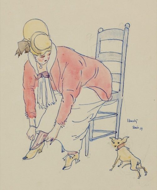 Adolf Uzarski (Künstler*in), Dame mit Hund, 1914